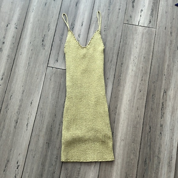 For Love and Lemons Gold Metallic Knit Tank Dress S NWT - Picture 6 of 9